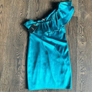 ABS Allen Schwartz • NWT Teal one shoulder dress